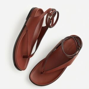 Madewell Rust Brown Leather Ankle-Strap Sandals